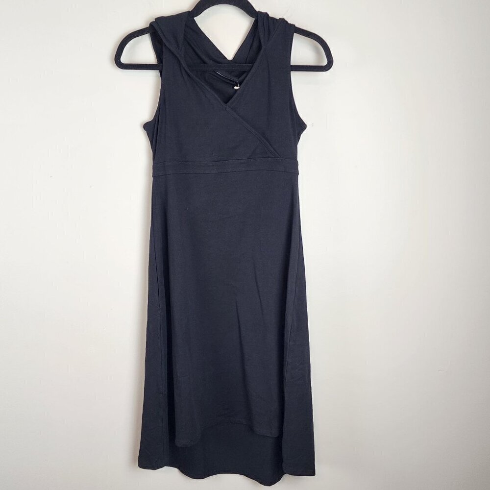 Prana Dress Womens Sz S Black Alana Organic Cotton Hooded Sleeveless New